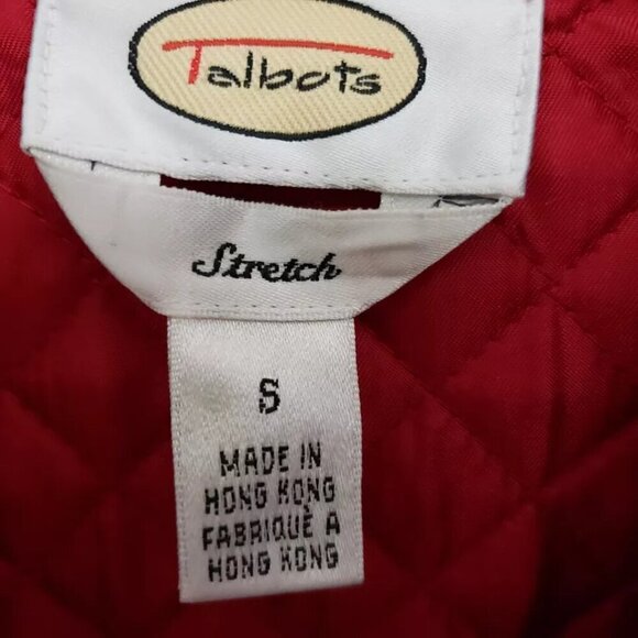 Talbots Red Diamond Quilted Corduroy Trim Snap Button Barn Jacket Sz Small - Picture 7 of 10
